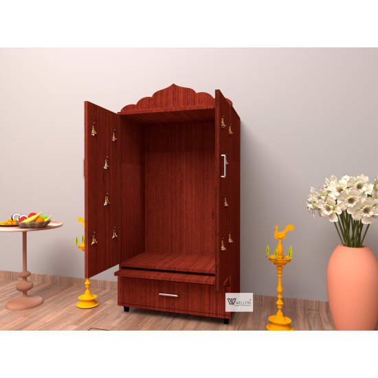 DOUBLE DOOR ENGINEERING WOOD POOJA MANDIR STAND - 11